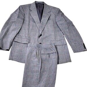 The Man's Shop Suit Mens 46 36x28 Gray Tweed Plaid 2 Piece Short Classic Fit
